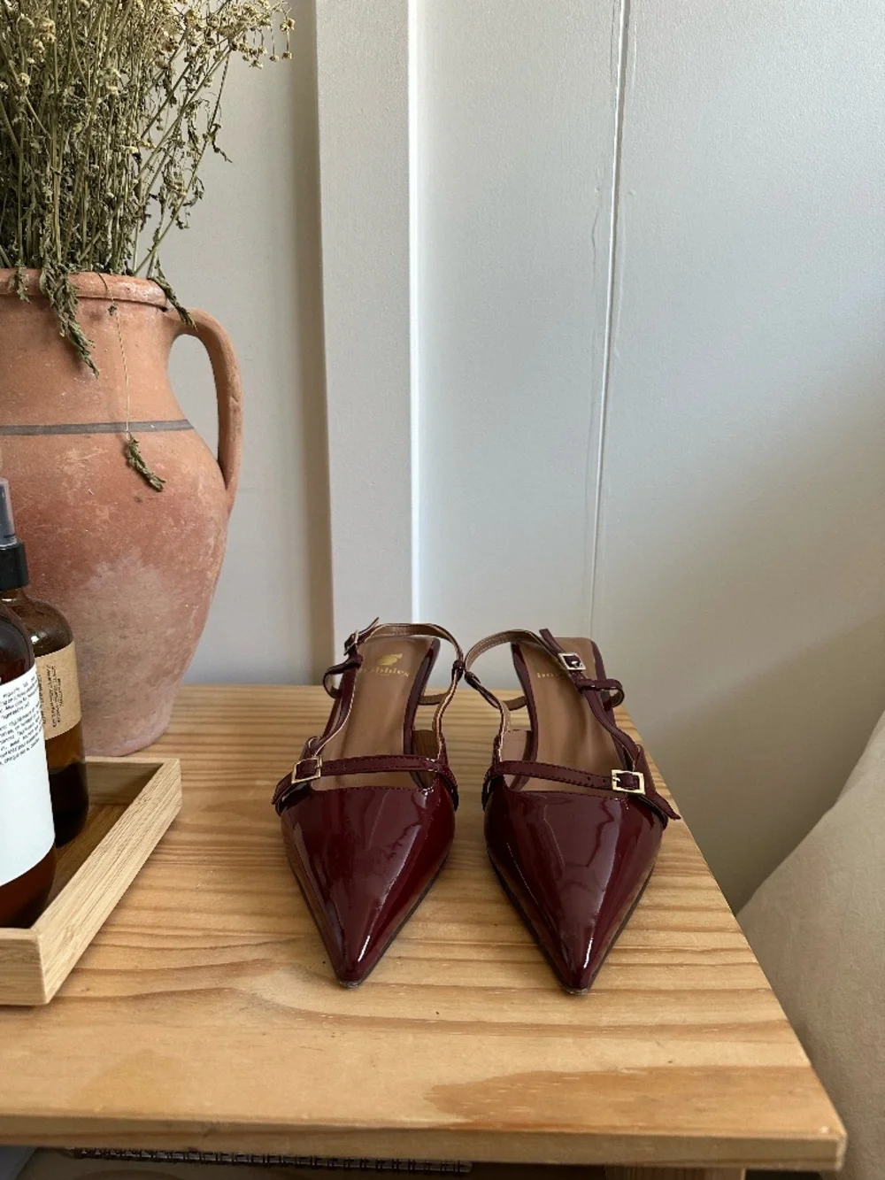 Bobbies merlot slingback heels